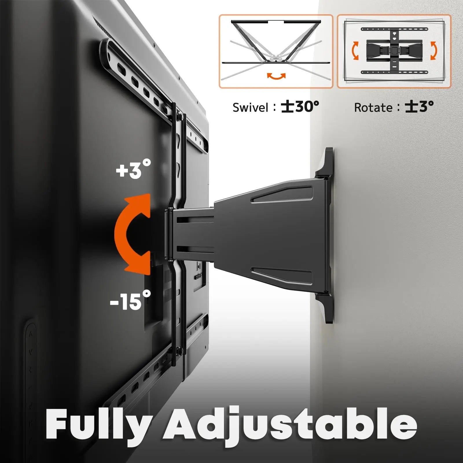 PUTORSEN Ultra-Slim TV Wall Mount for Most 43-90 Inch TVs, 0.77" Thin Low Profile Full Motion Bracket, Max VESA 600x400 mm, Holds up to 110lbs PUTORSEN