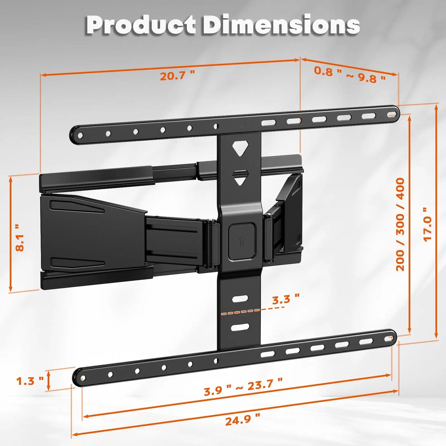 PUTORSEN Ultra-Slim TV Wall Mount for Most 43-90 Inch TVs, 0.77" Thin Low Profile Full Motion Bracket, Max VESA 600x400 mm, Holds up to 110lbs PUTORSEN