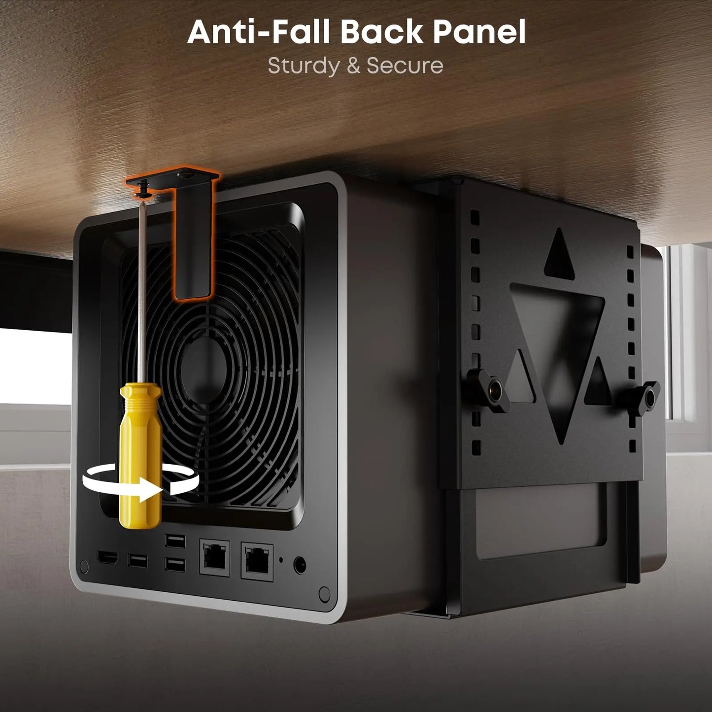 PUTORSEN Under Desk Mini PC Mount NAS Mount Bracket Holder, Height and Width Adjustable CPU Holder for Mac mini Desktop Computer, Mini PC, Small Form Factor Desktop Tower, Black PUTORSEN