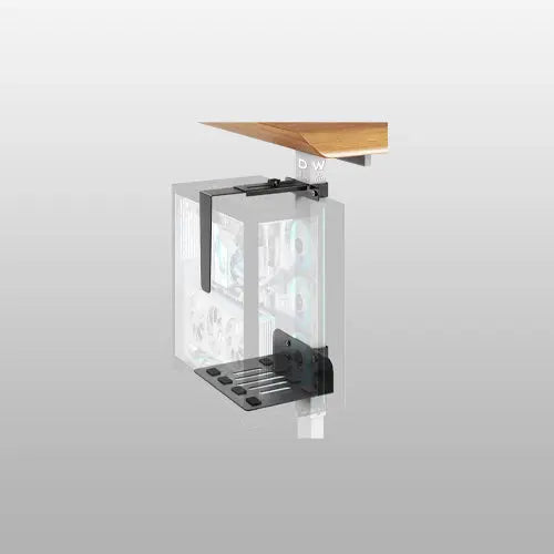 PUTORSEN Under Desk PC-Mount for Standing Desk, No Drill, Height Adjustable, Heavy Duty, with Non-Slip Pads, Max Load 44lbs, Black PUTORSEN