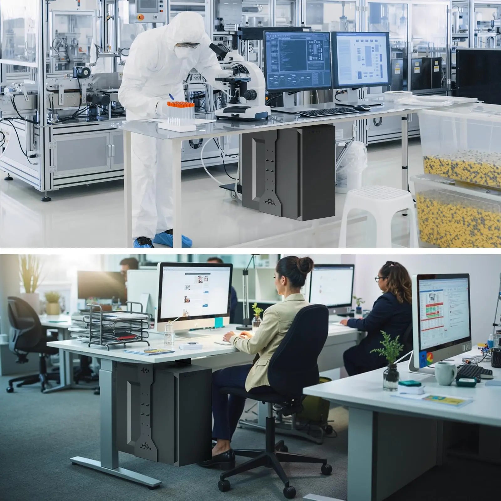 PUTORSEN Under Desk PC Mount, 7.9-13.4’’ Width Adjustable Computer Tower Stand, up to 77 lbs, with Protective Mats, for Mid/Mini-Tower Case in Office,Gaming, Laboratory and Home PUTORSEN