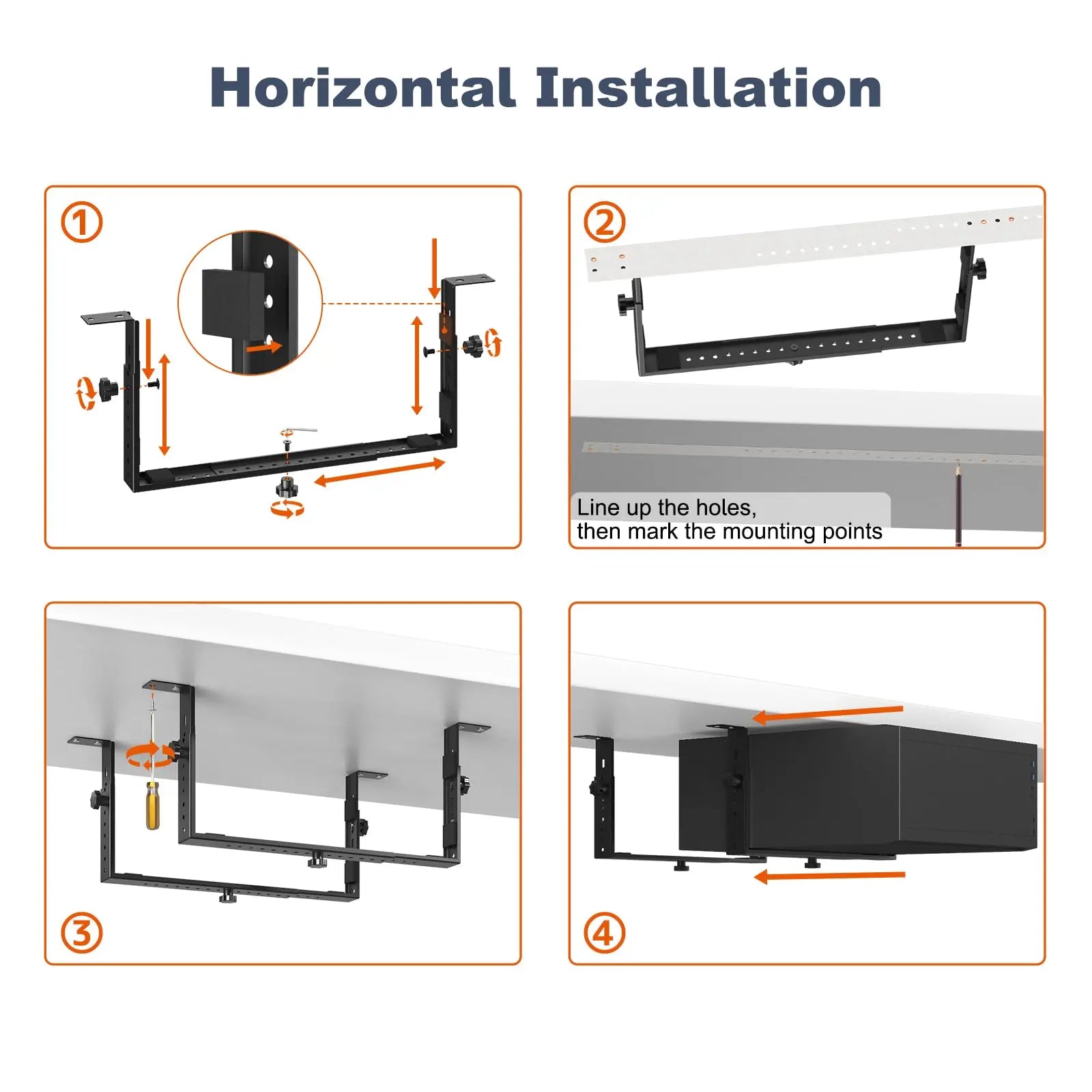 PUTORSEN Under-desk PC holder for computer case - up to 35 kg load capacity, space-saving, universal and stable desktop mounting PUTORSEN