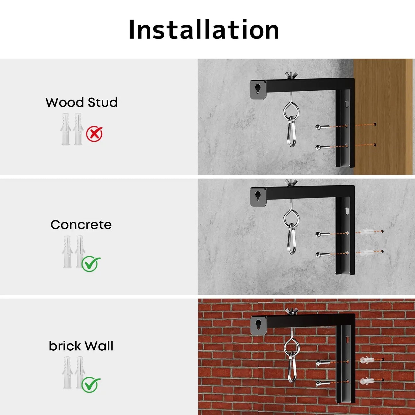 PUTORSEN Universal Projector Screen Ceiling Mount L-Brackets, Wall Hanging Mount 12 inch Adjustable Extension with Hook Kit, Hold up to 80 lbs, for Home Projector and Movie Screens PUTORSEN