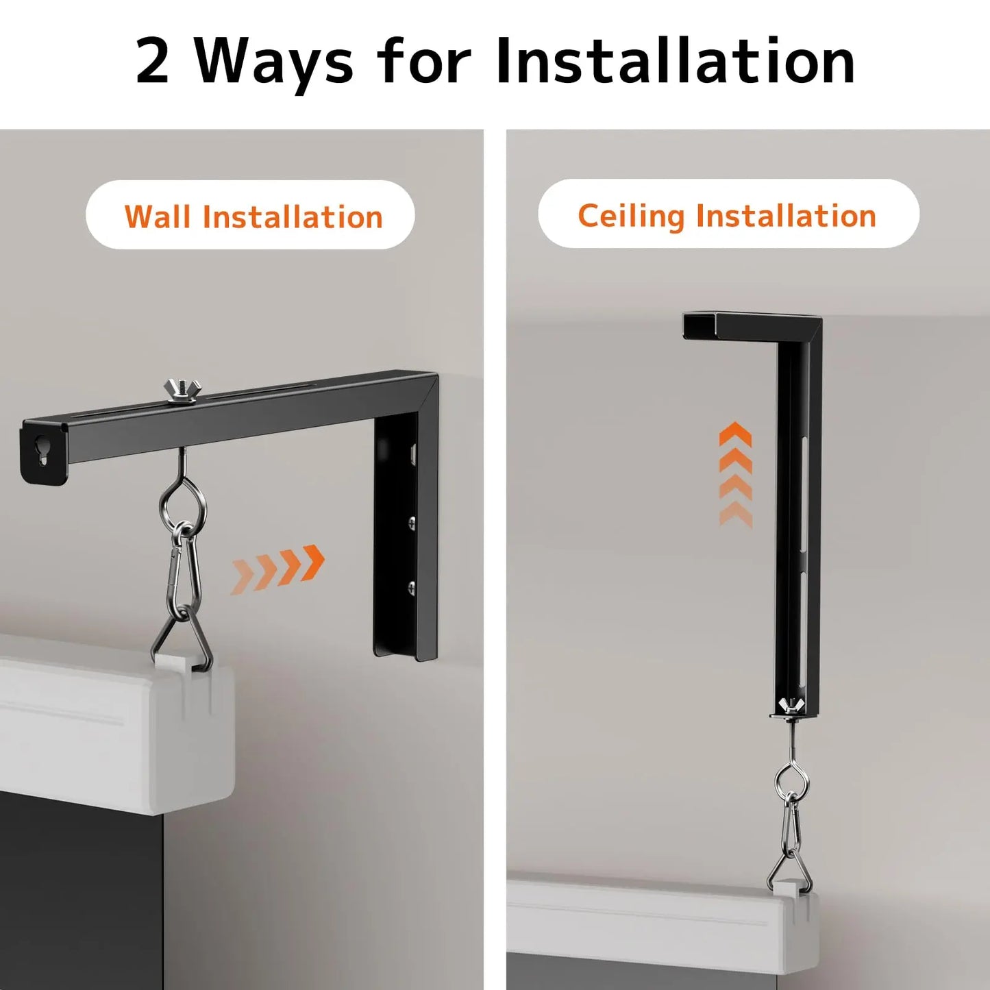 PUTORSEN Universal Projector Screen Ceiling Mount L-Brackets, Wall Hanging Mount 12 inch Adjustable Extension with Hook Kit, Hold up to 80 lbs, for Home Projector and Movie Screens PUTORSEN