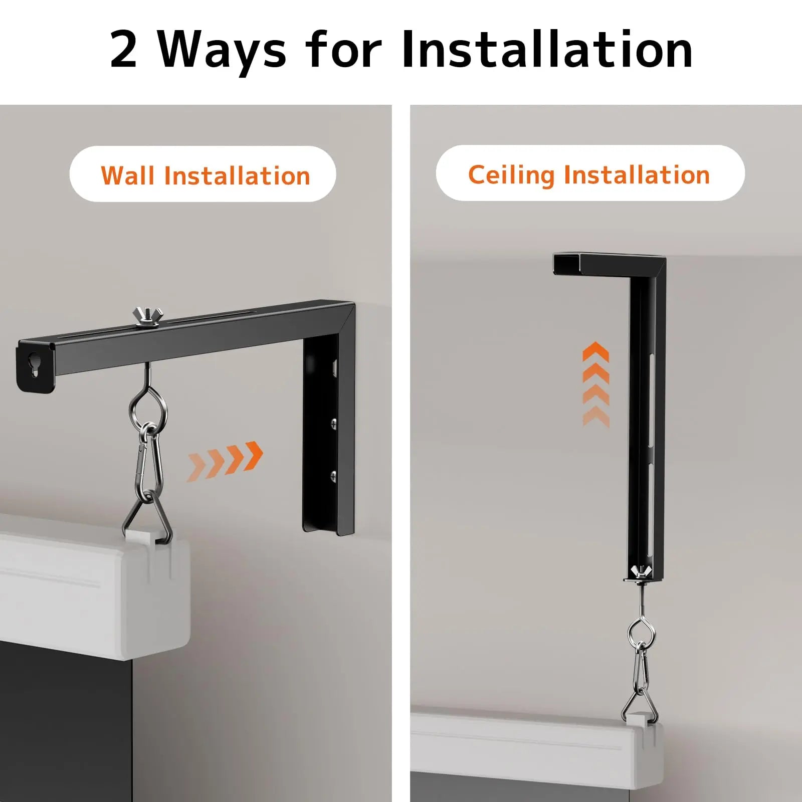 PUTORSEN Universal Projector Screen Ceiling Mount L-Brackets, Wall Hanging Mount 12 inch Adjustable Extension with Hook Kit, Hold up to 80 lbs, for Home Projector and Movie Screens PUTORSEN