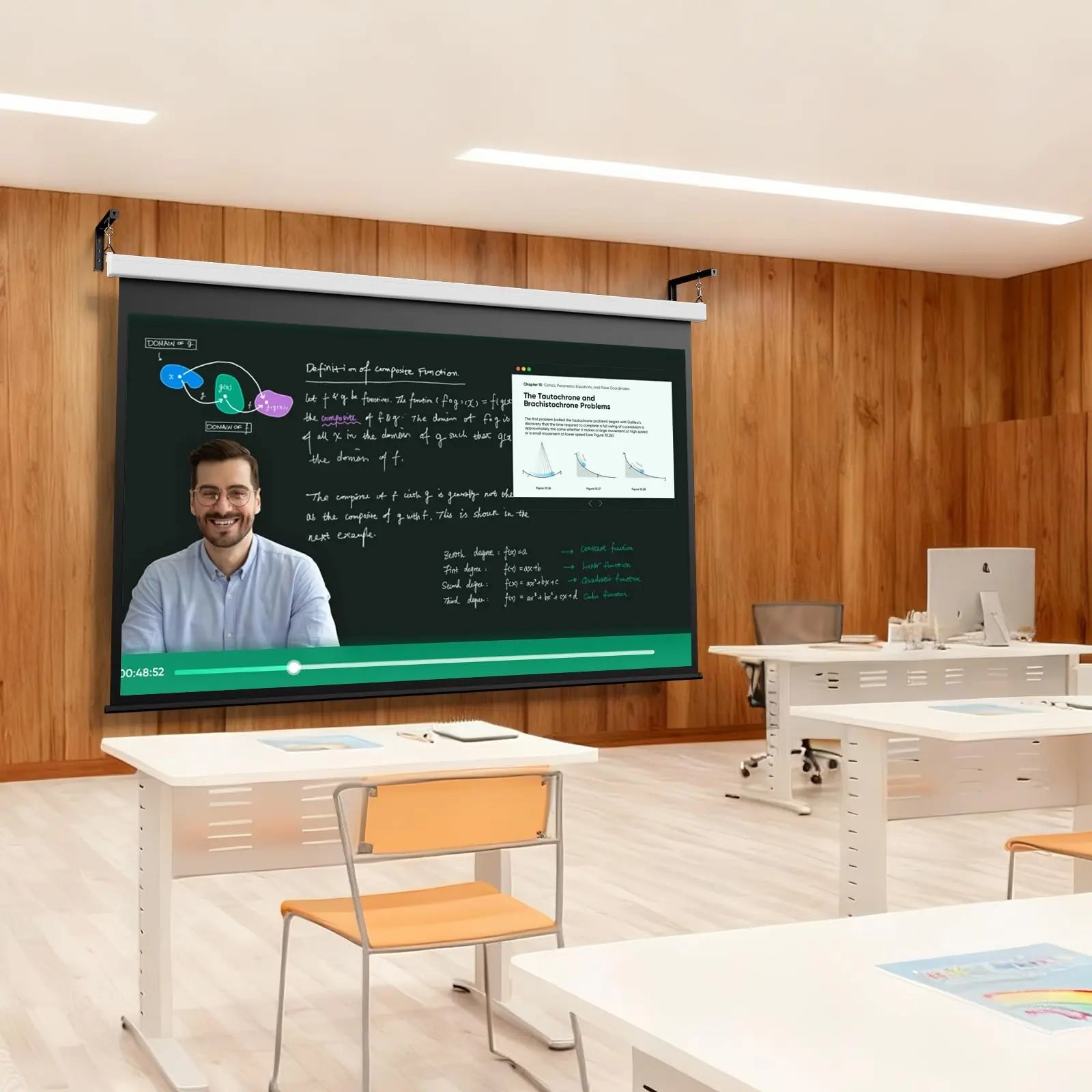 PUTORSEN Universal Projector Screen Ceiling Mount L-Brackets, Wall Hanging Mount 12 inch Adjustable Extension with Hook Kit, Hold up to 80 lbs, for Home Projector and Movie Screens PUTORSEN