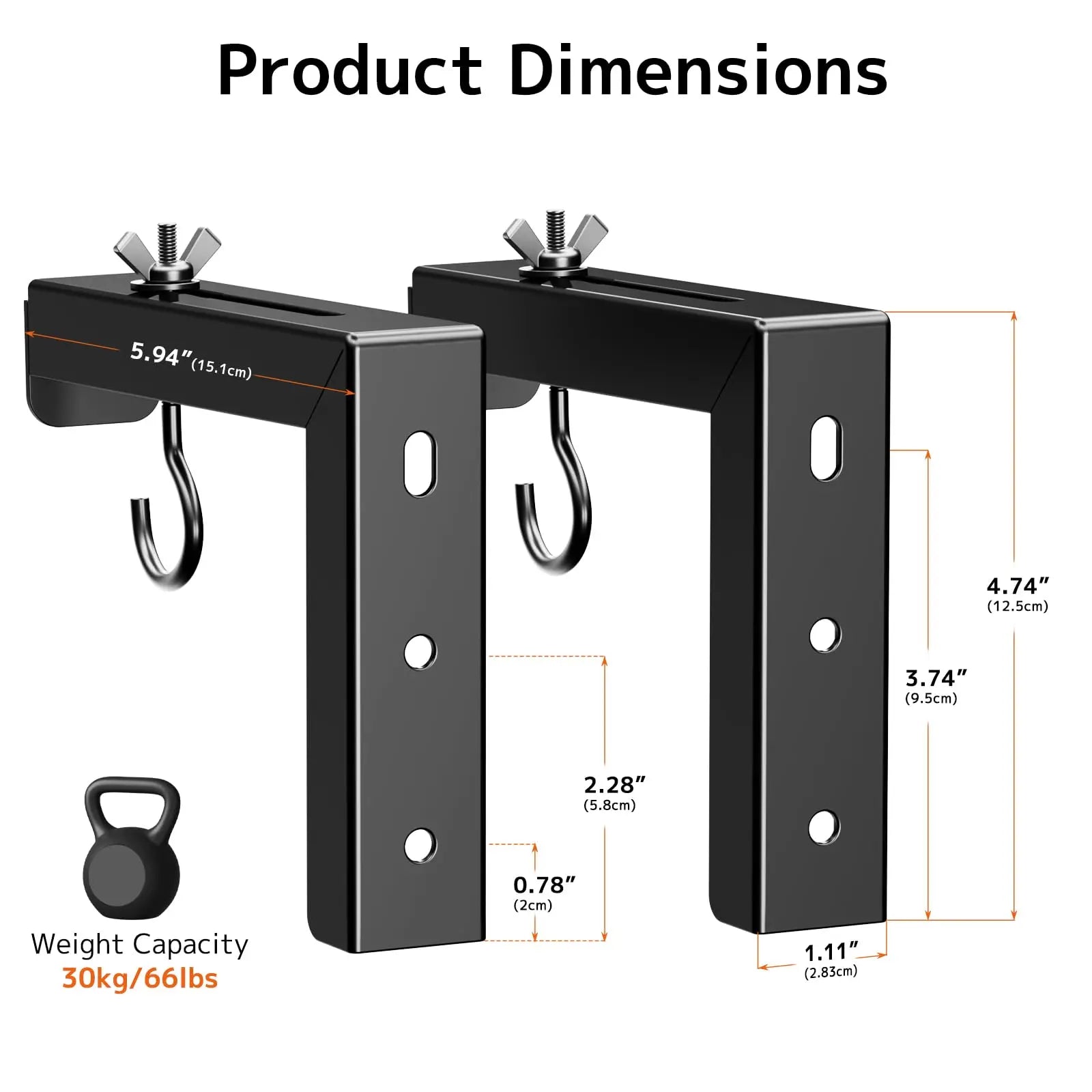 PUTORSEN Universal Projector Screen Ceiling Mount L-Brackets, Wall Hanging Mount 6 inch Adjustable Extension with Hook Kit, Hold up to 66 lbs, for Home Projector and Movie Screens PUTORSEN