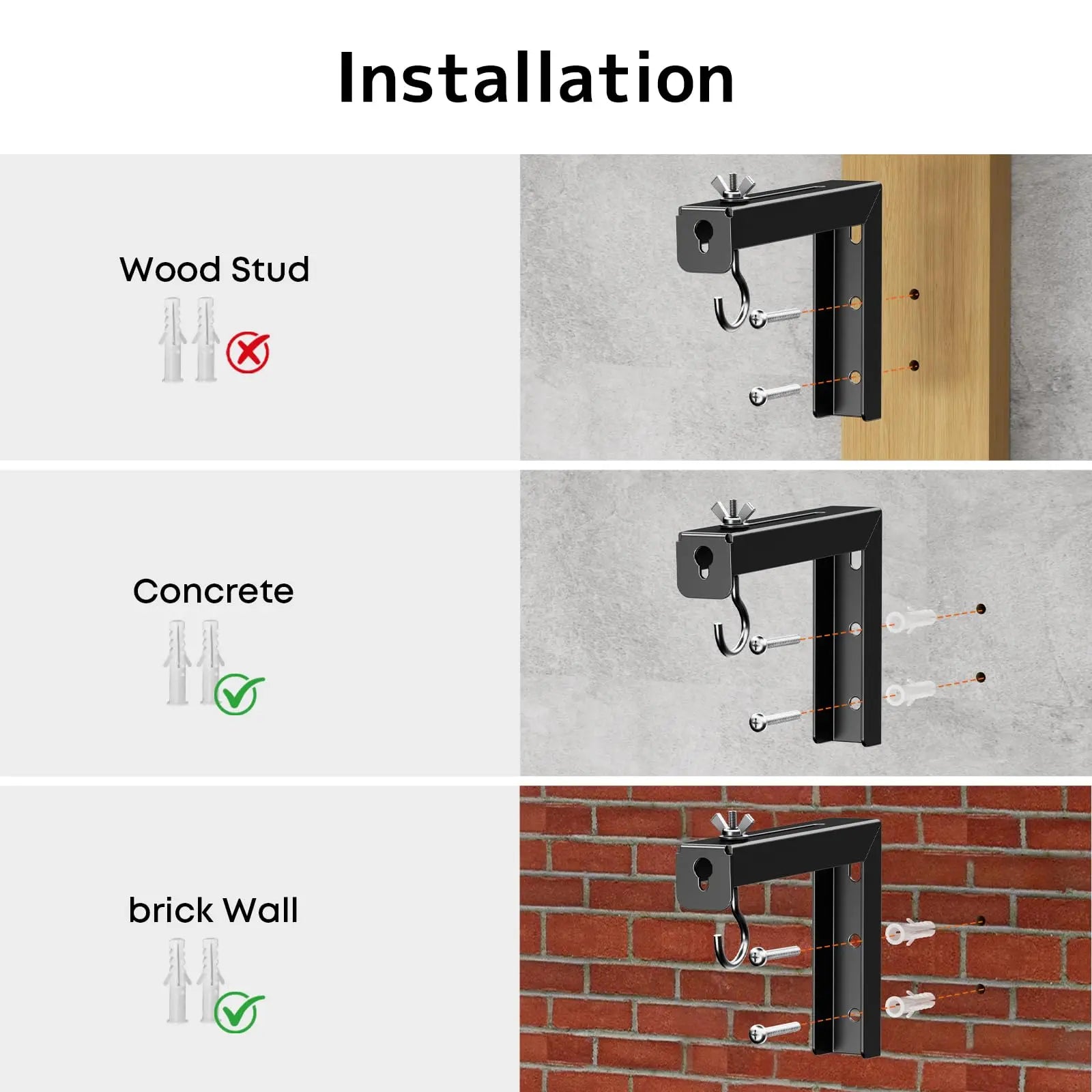 PUTORSEN Universal Projector Screen Ceiling Mount L-Brackets, Wall Hanging Mount 6 inch Adjustable Extension with Hook Kit, Hold up to 66 lbs, for Home Projector and Movie Screens PUTORSEN