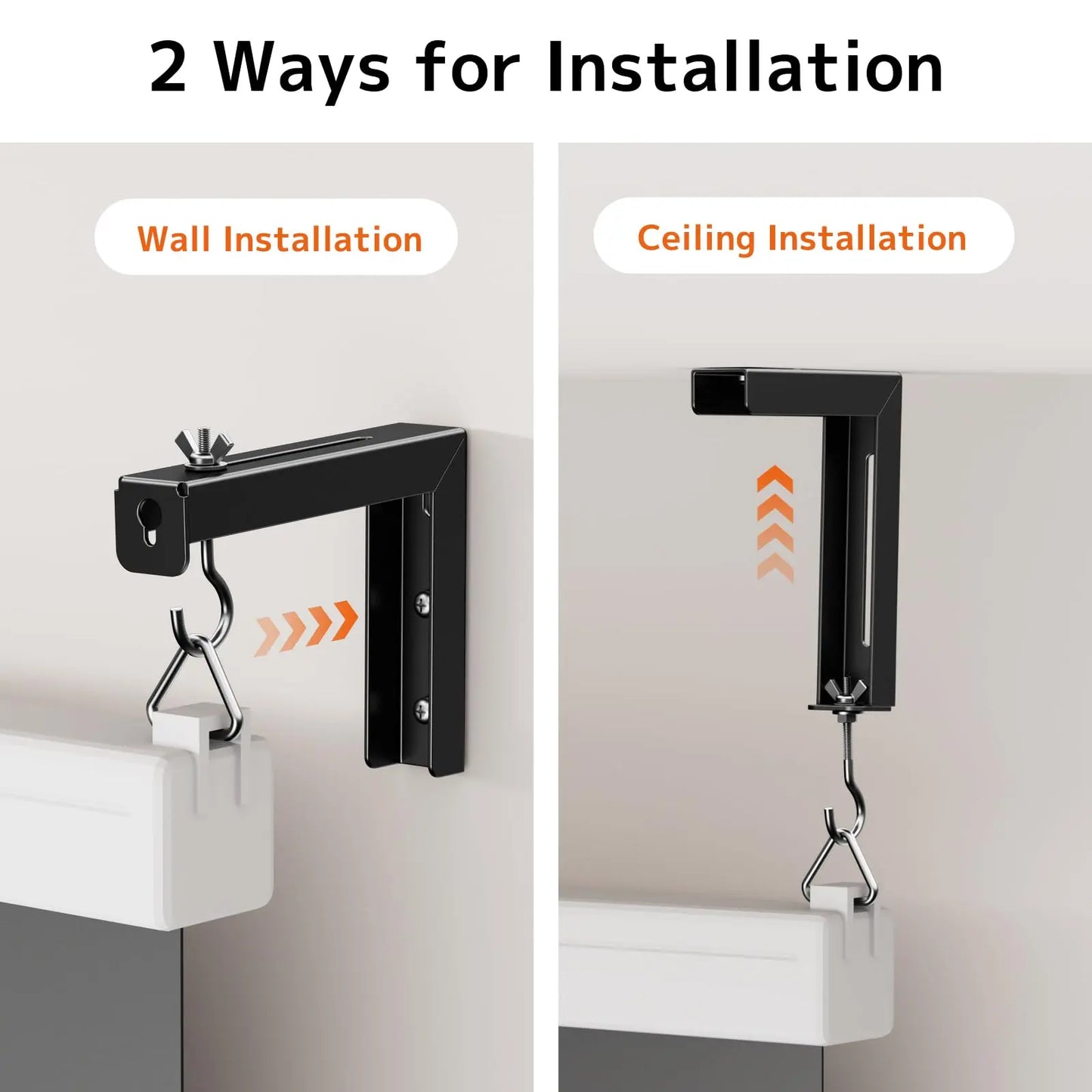 PUTORSEN Universal Projector Screen Ceiling Mount L-Brackets, Wall Hanging Mount 6 inch Adjustable Extension with Hook Kit, Hold up to 66 lbs, for Home Projector and Movie Screens PUTORSEN