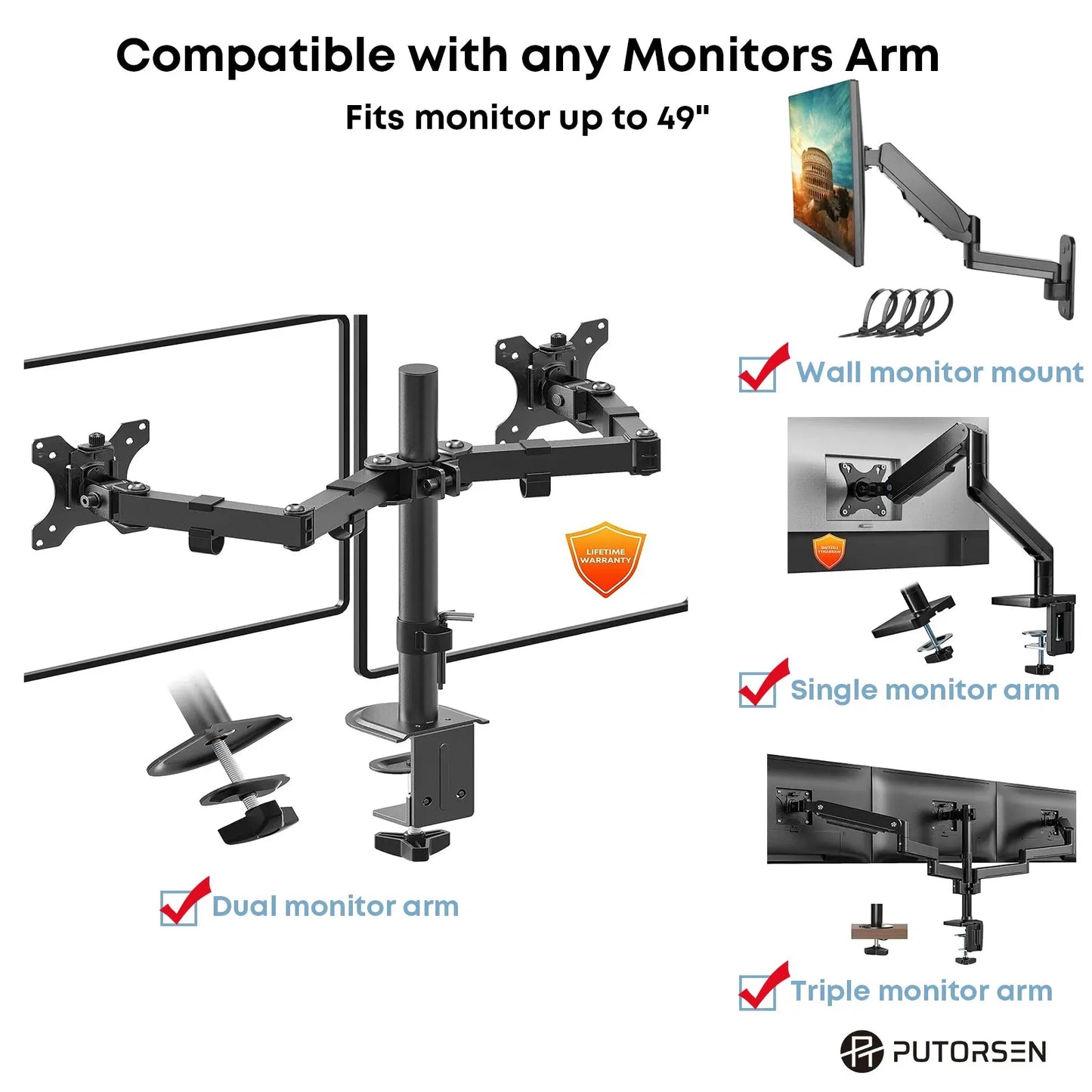 PUTORSEN Universal TV Bracket Screws Set for Most TVs Up to 90 inches PUTORSEN