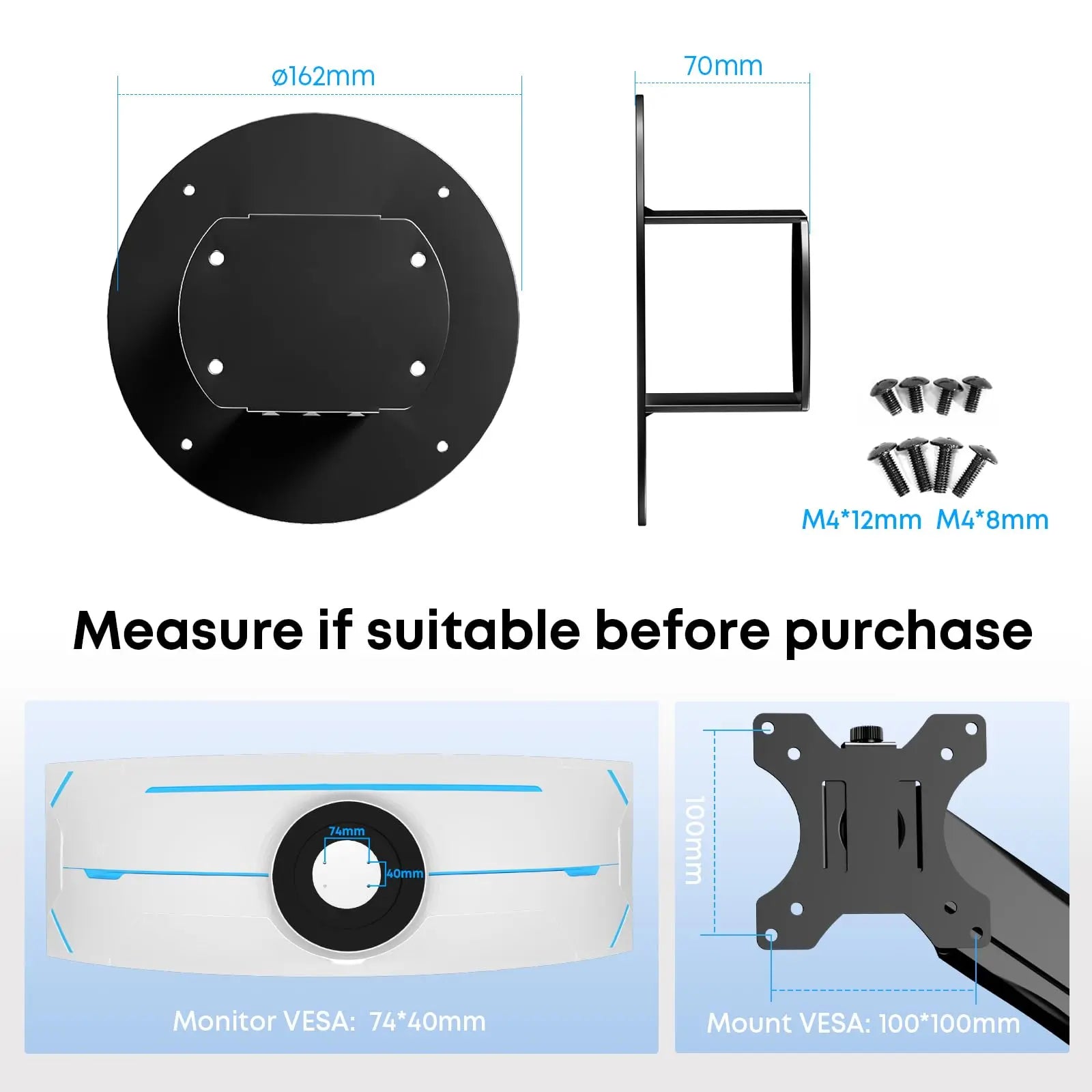 PUTORSEN VESA Adapter Plate Bracket - for Samsung Odyssey G9, Neo G9, CRG9, CHG9, CHG90 Monitors PUTORSEN