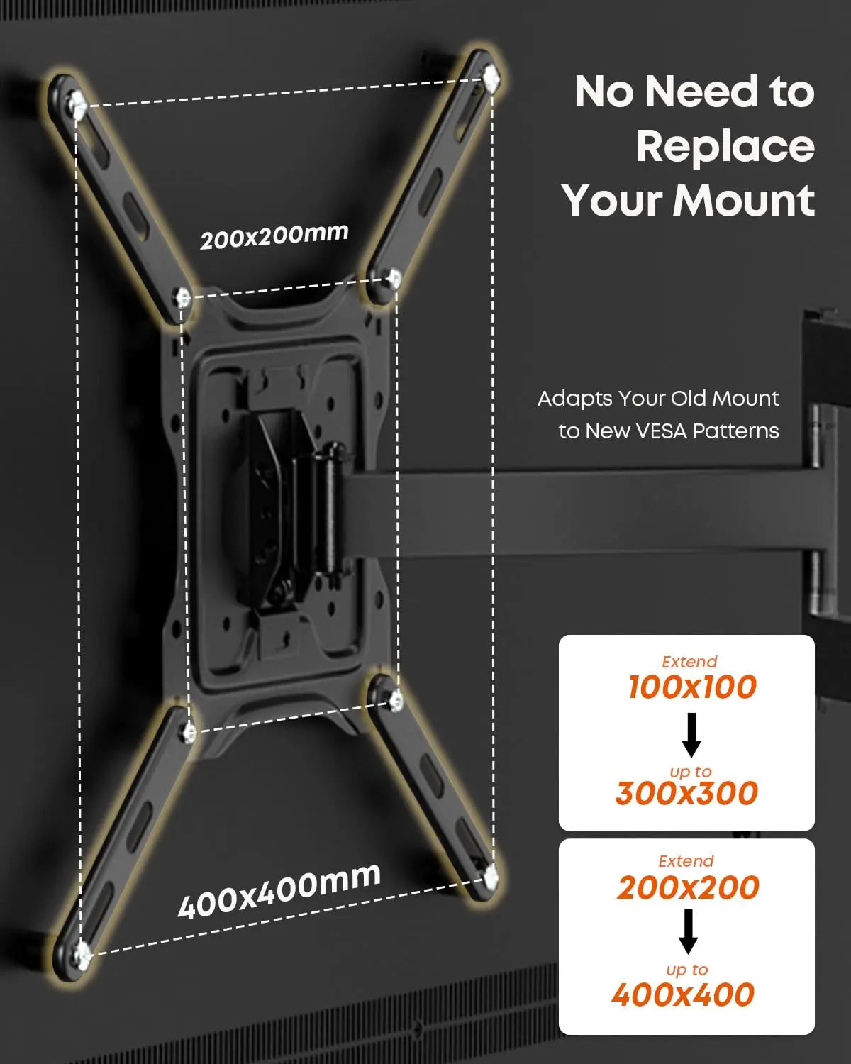 PUTORSEN VESA Adapter Plate for TV Mounts, Universal TV Mount Adapter Bracket for 32-55 Inch LCD LED TVs PUTORSEN