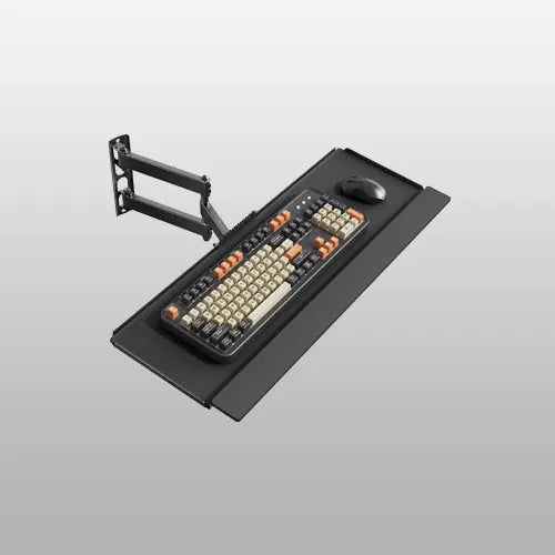PUTORSEN Wall Mount Monitor Arm, Keyboard Tray and CPU Holder Included Height Adjustable Full Motion Arm for 17 to 32 Inch, Sit Stand Workstation, VESA 75x75/100x100, Black PUTORSEN