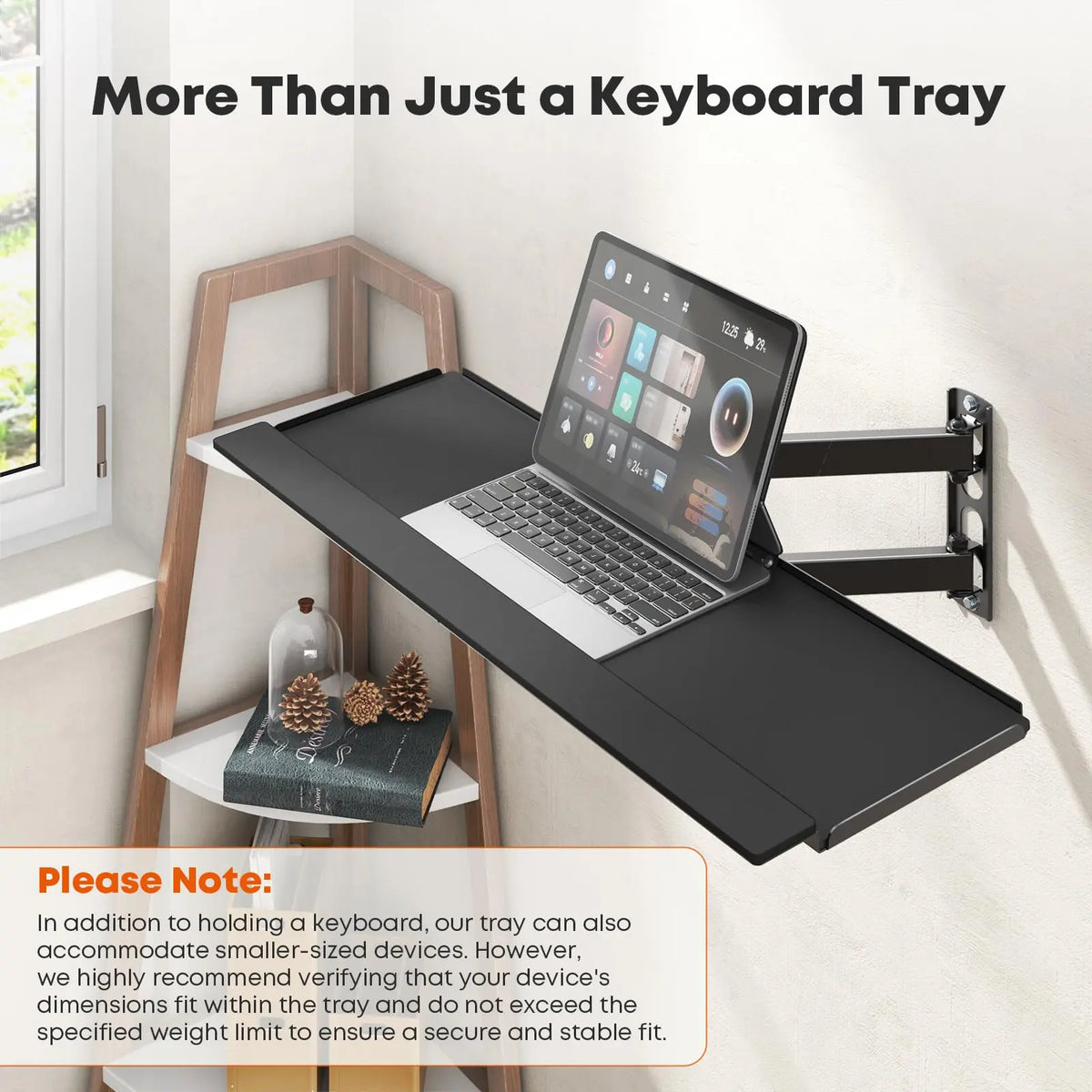 PUTORSEN Wall Mount Monitor Arm, Keyboard Tray and CPU Holder Included Height Adjustable Full Motion Arm for 17 to 32 Inch, Sit Stand Workstation, VESA 75x75/100x100, Black PUTORSEN