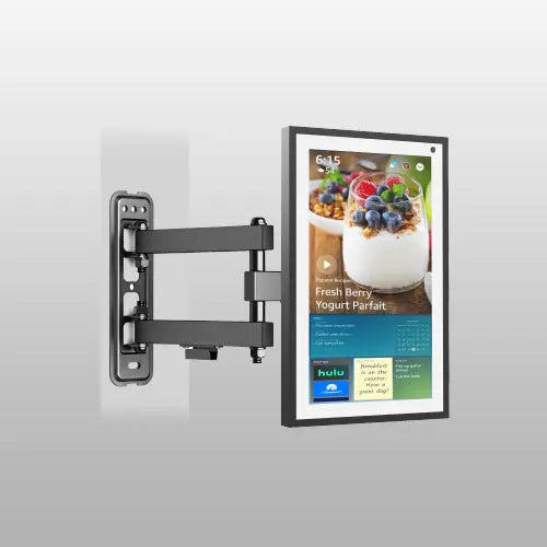 PUTORSEN Wall Mount for Echo Show 21,Echo Show 15, Full Motion Articulating Arm TV Bracket, Adjustable Tilt Swivel, Holds 44lbs, VESA 75x75 100x100mm, Black PUTORSEN