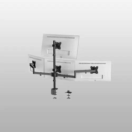 Quad Monitor Mount for 17-27 Inches - Fully Adjustable Heavy Duty 4 Monitor Arm Desk Mount, Max Load 22lbs per Screen, Clamp/Grommet PUTORSEN