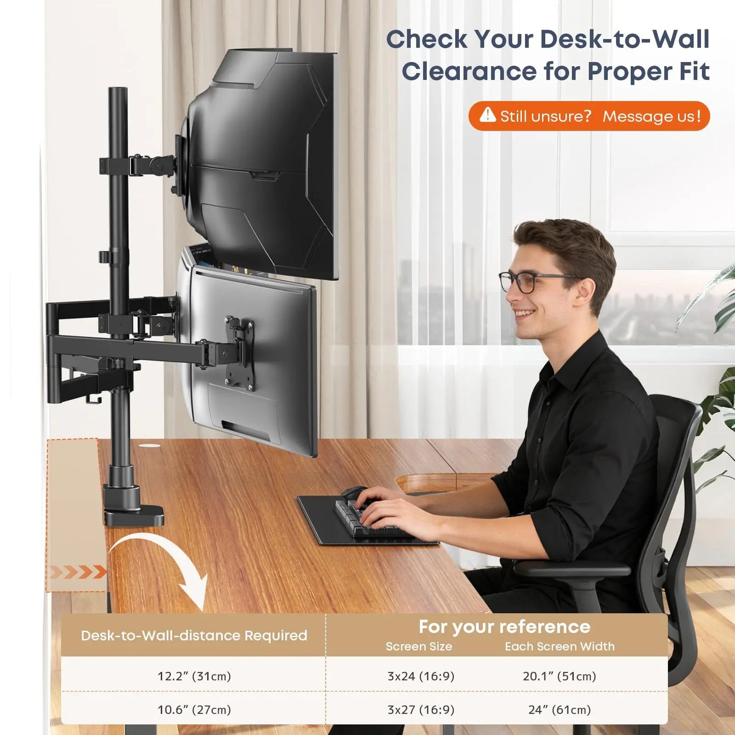 Quad Monitor Mount for up to 49 inch Ultrawides on Top and 27 inch Screens on Lower Brackets,Heavy Duty,Fully Adjustment, Holds up to 44 lbs PUTORSEN