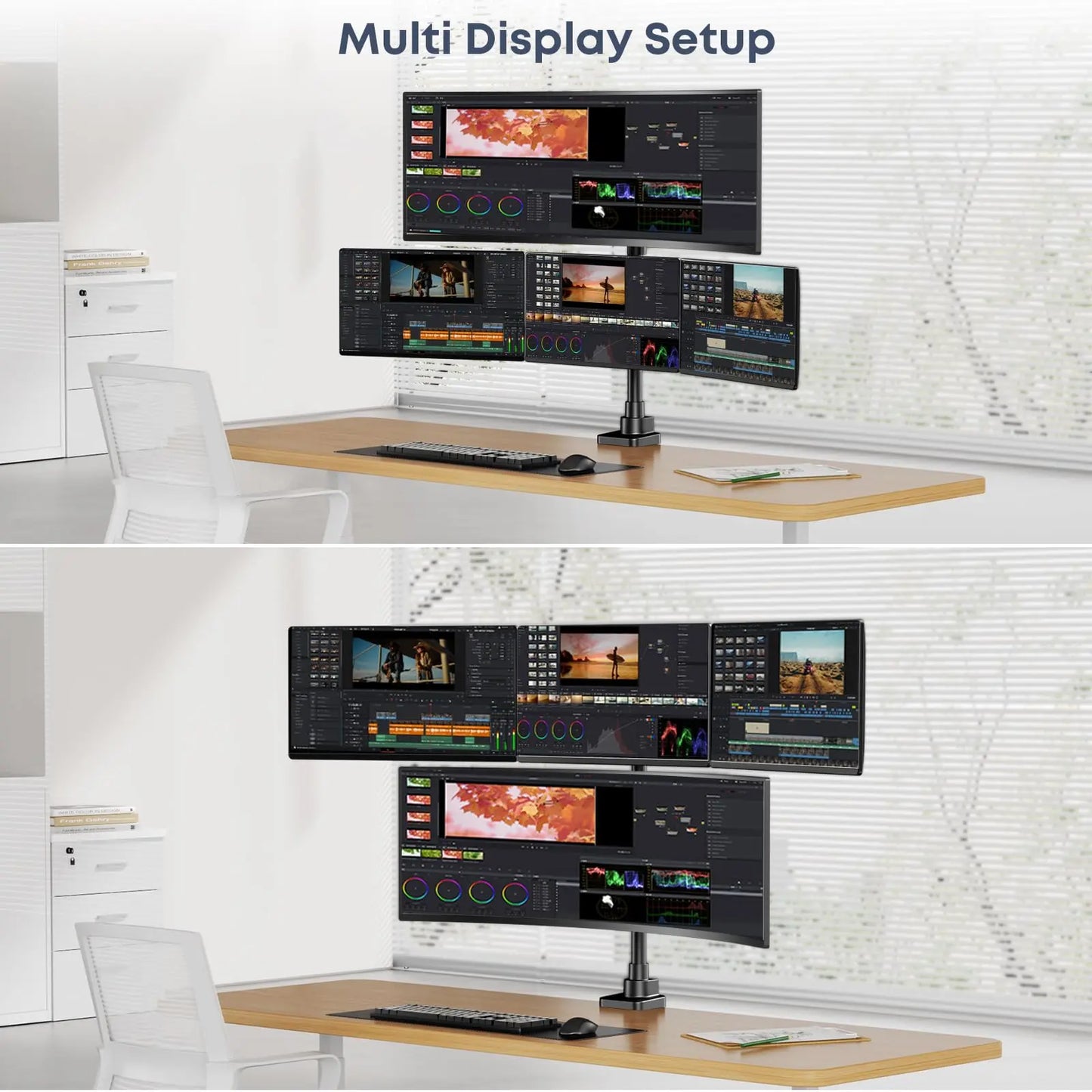 Quad Monitor Mount for up to 49 inch Ultrawides on Top and 27 inch Screens on Lower Brackets,Heavy Duty,Fully Adjustment, Holds up to 44 lbs PUTORSEN