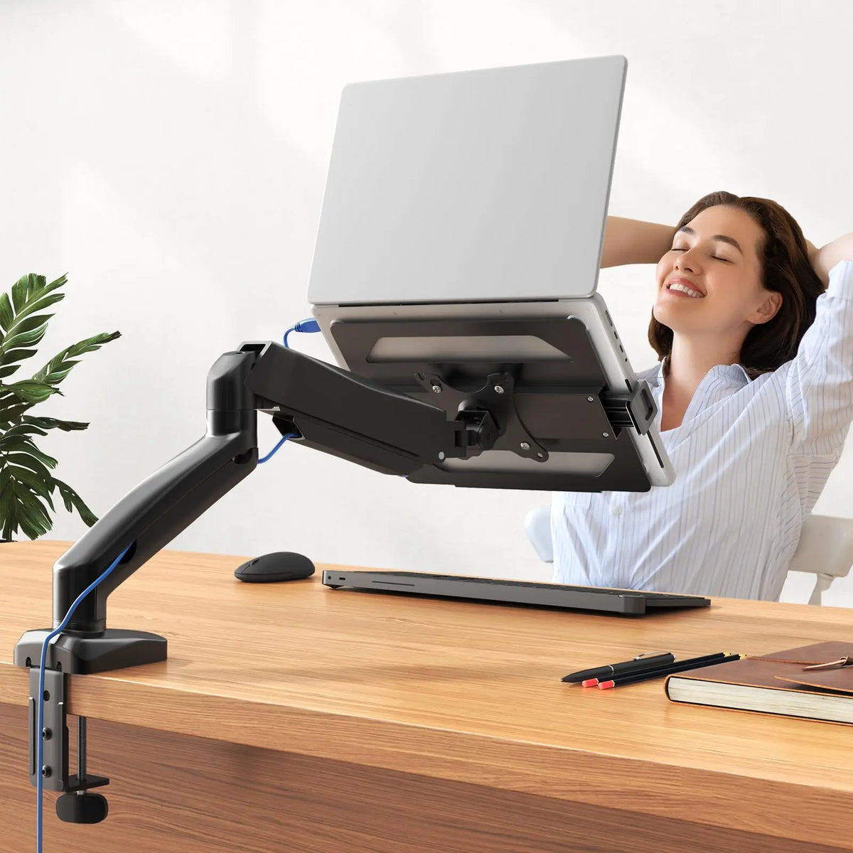 Soporte sobremesa 2 en 1 para portátil 11,6-17,3'' y monitor 17-32'', hasta 9 KG, VESA 75/100 mm PUTORSEN