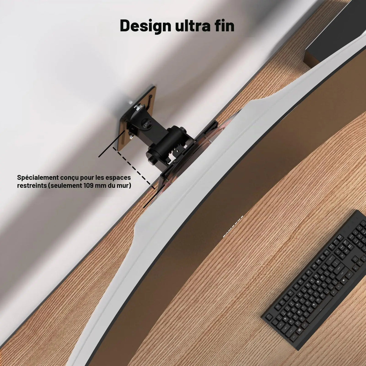 Support Mural pour Écran PC 17–49 Pouces, Charge maximale 20KG Support Écran Mural à Mouvement Complet, Plaque VESA à Dégagement Rapide, VESA 75x75/100x100mm PUTORSEN