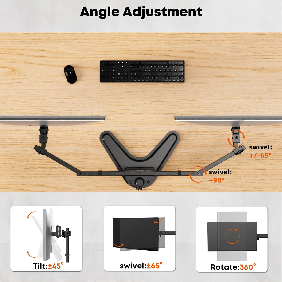 Support double écran 17–40", réglage fin 40 mm, 9 kg par bras, bras coulissant VESA avec socle autonome, VESA 75x75/100x100 mm PUTORSEN
