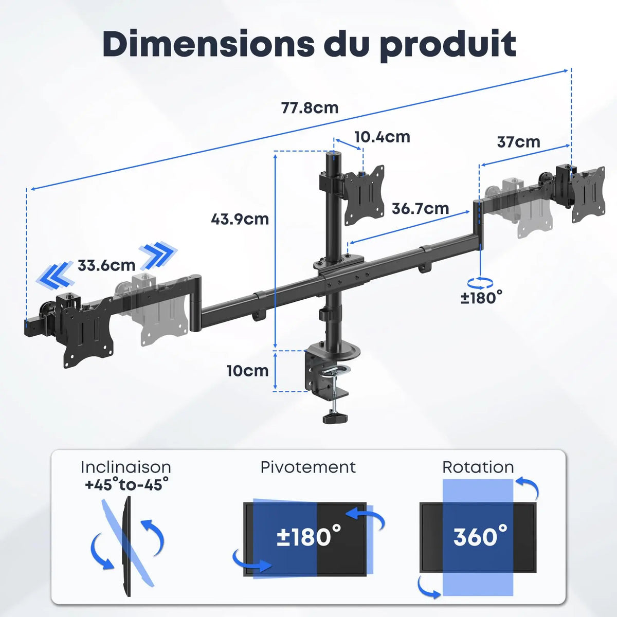 Support triple écrans PUTORSEN