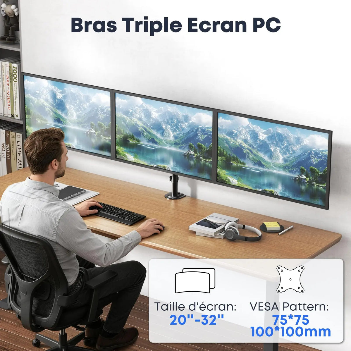 Support triple écrans PUTORSEN
