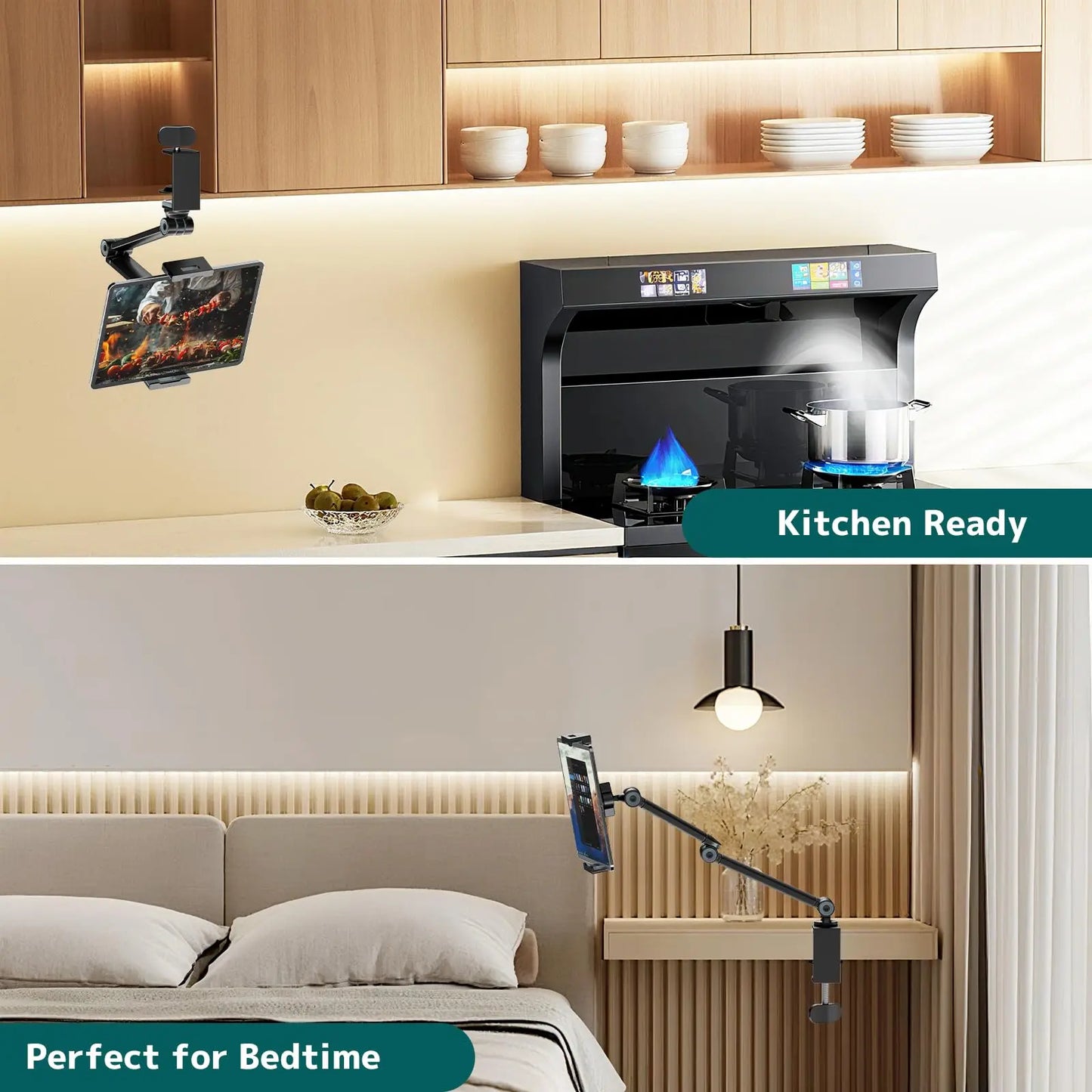 Tablet Stand Holder for Desk,Adjustable Flexible Phone Tablet Holder with 360° Rotation, Tablet Desk Clamp Mount Compatible with 4.7"-12.9" iPad, iPhone, Kindle, Black PUTORSEN