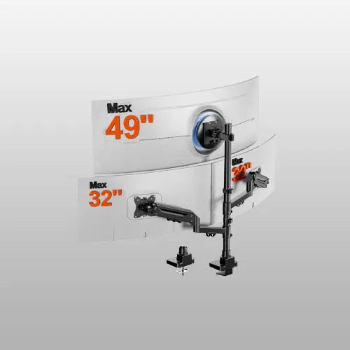 Triple Monitor Mount up to 49 inches,Heavy Duty 3 Monitor Desk Mount with Gas Spring, Fully Adjustable Triple Monitor Stand,C-Clamp & Grommet Base, Holds 44 lbs PUTORSEN