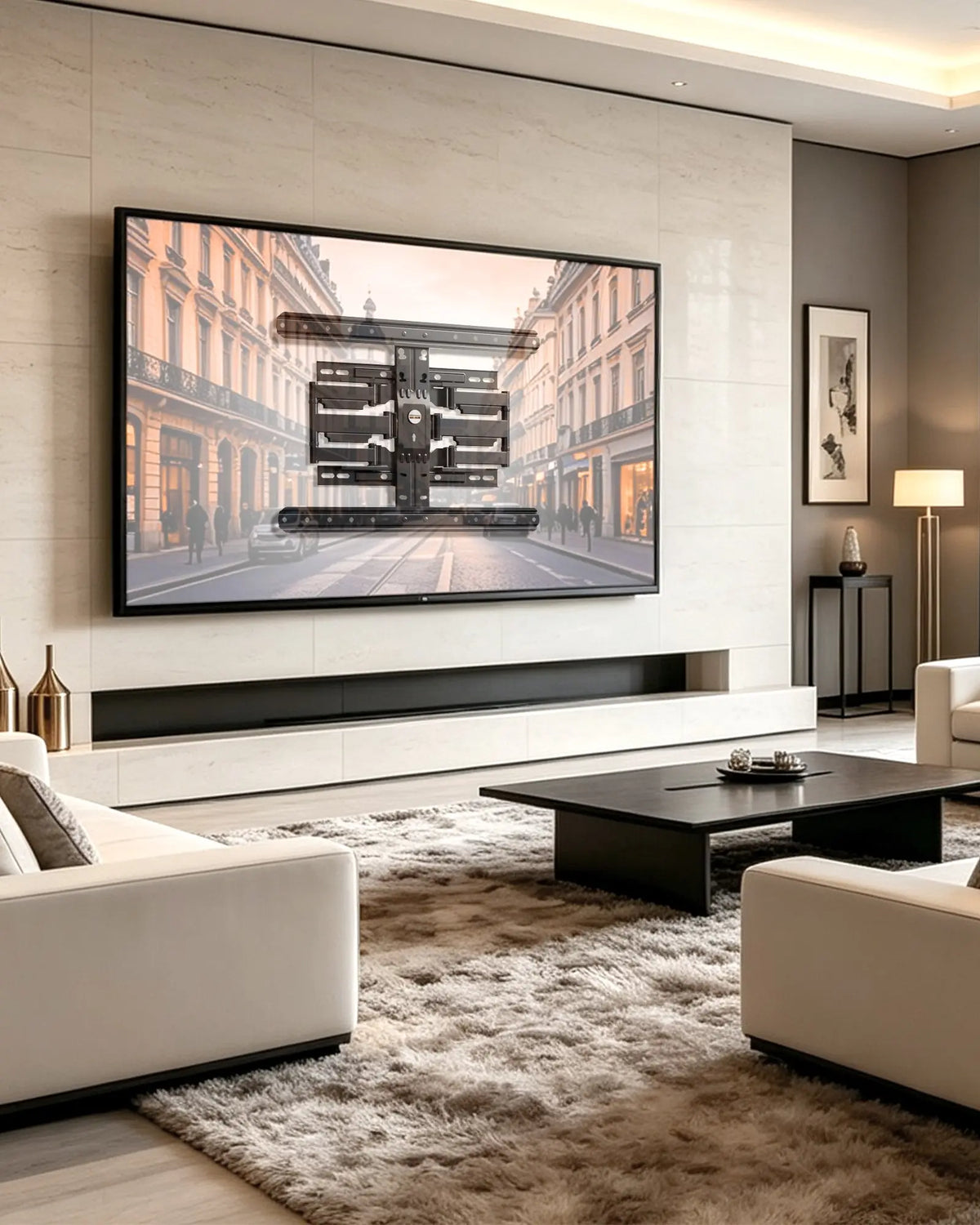 Ultra Slim Full Motion TV Wall Mount for 32-90", Swivel & Tilt, 0.9" Low Profile, Holds 110 lbs, Max VESA 600x400mm, Fits 16" Studs PUTORSEN