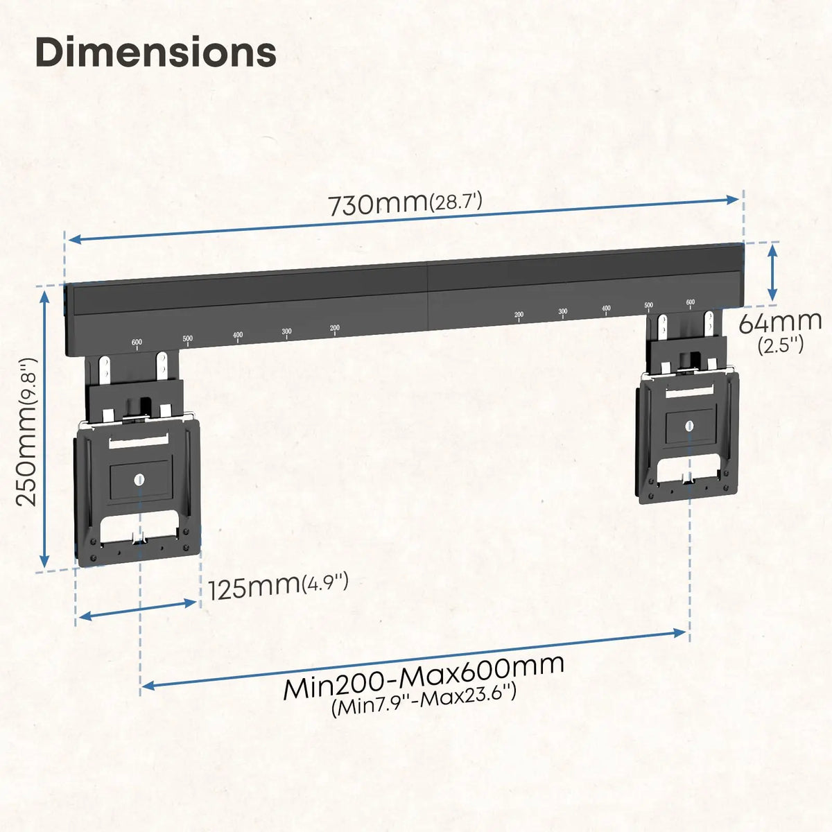 Ultra Slim TV-Wandhalterung für 37–80" Flachbildschirme, max. 75 kg, max. VESA 600x400 mm, 9,5 mm Wandabstand, passend für Samsung Frame TVs (2021–2023) PUTORSEN