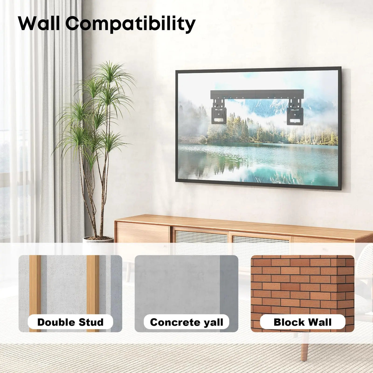 Ultra Slim TV-Wandhalterung für 37–80" Flachbildschirme, max. 75 kg, max. VESA 600x400 mm, 9,5 mm Wandabstand, passend für Samsung Frame TVs (2021–2023) PUTORSEN