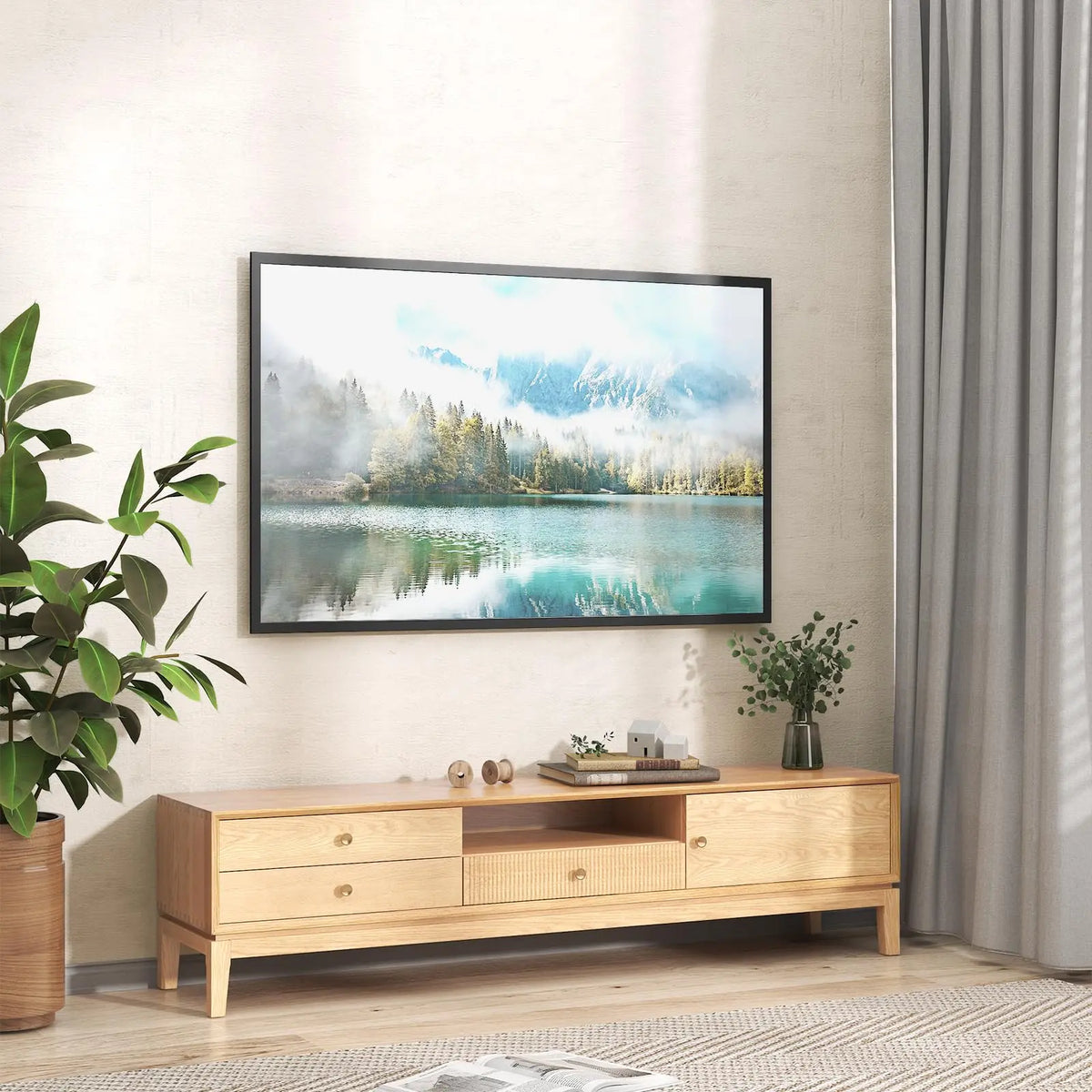 Ultra Slim TV-Wandhalterung für 37–80" Flachbildschirme, max. 75 kg, max. VESA 600x400 mm, 9,5 mm Wandabstand, passend für Samsung Frame TVs (2021–2023) PUTORSEN