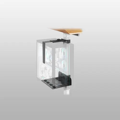 Under Desk PC Mount for Standing Desk, Clamp-On CPU Holder, Only Fits 75mm×45mm Desk Leg, No Drill Installation, Height Adjustable, Heavy Duty, Non-Slip Pads, Easy Setup, 44 lbs Max Load, Black PUTORSEN