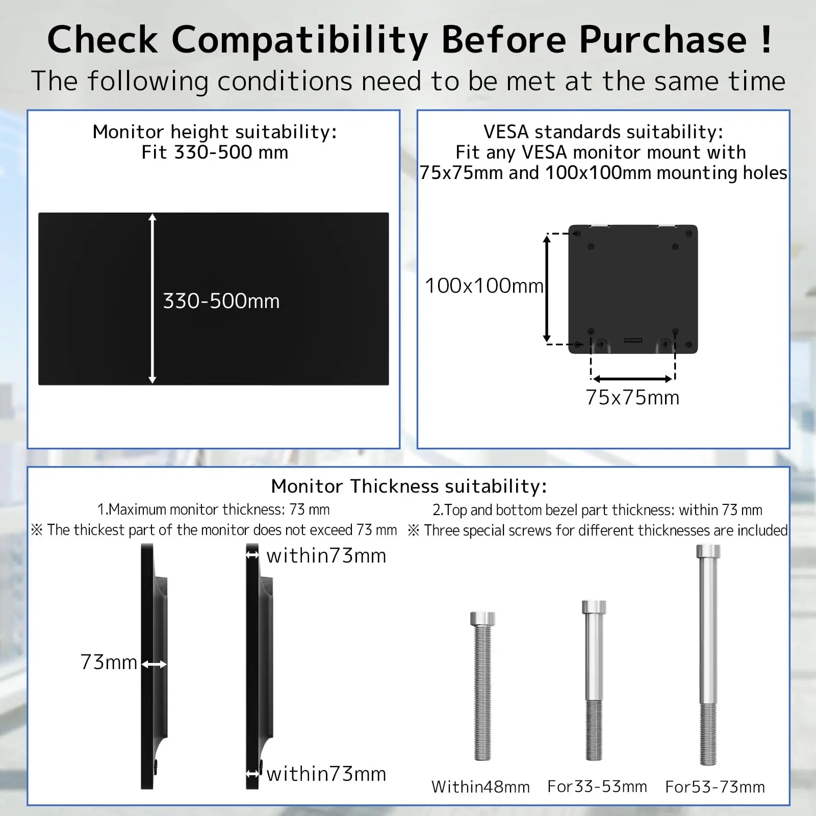 Universal VESA Mount Adapter - Non-VESA Adapter for 17 to 32 Inch Monitor Screens to 75x75 and 100x100 VESA Mount PUTORSEN