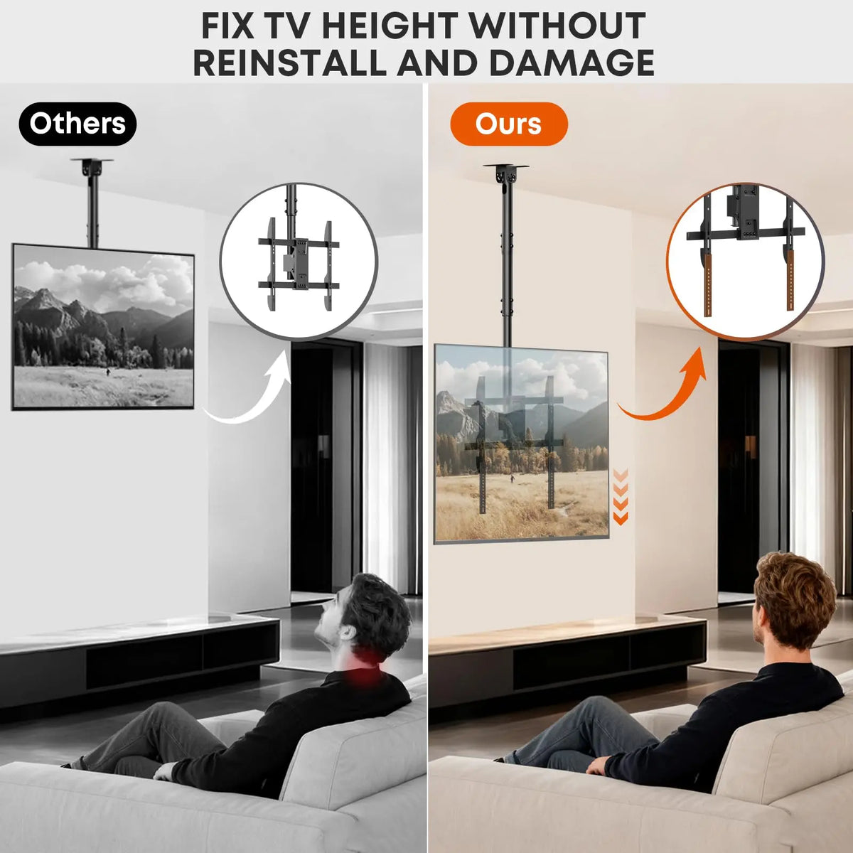 Vertical VESA Extender Plate Bracket Kit, 2-Pack, Up to 8.36" Downward Extension, Lower up to 8.36", Slotted Holes for Wide Compatibility, Max 600mm Vertical VESA, Heavy-Duty Steel, Secure Fit PUTORSEN