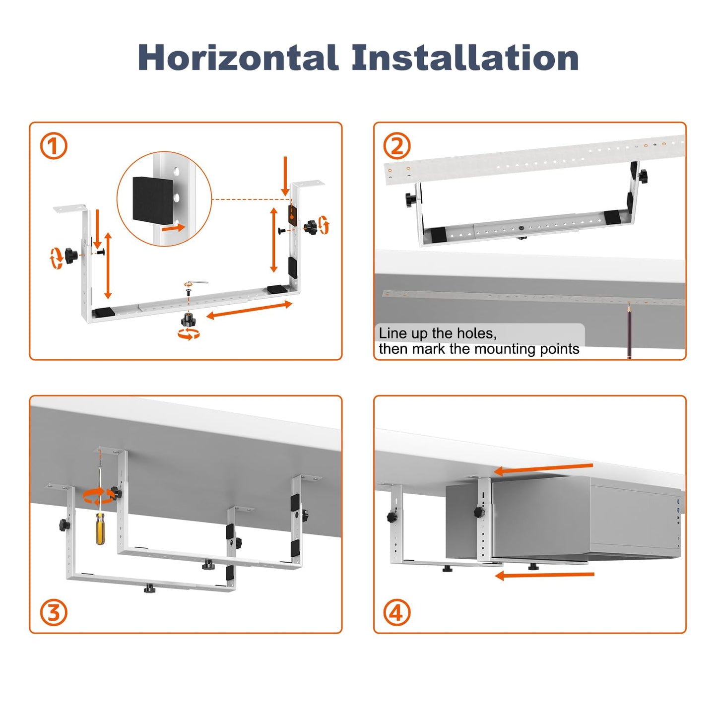 PUTORSEN Under Desk PC Mount for Mid/Mini-Tower Cases - Vertical/Horizontal CPU Holder up to 77 lbs (White)