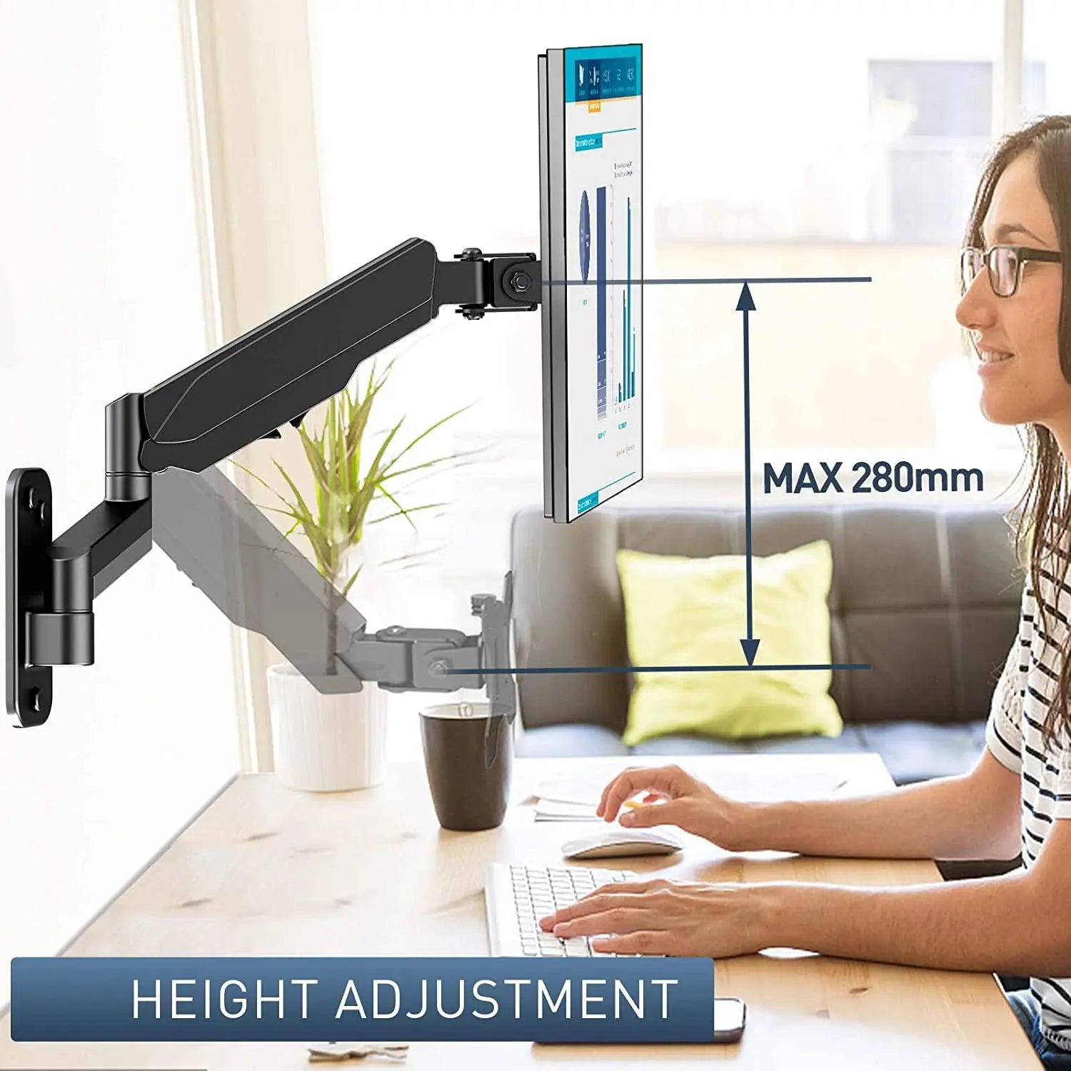 Monitor Arm wall Mount for Most 17 to 32 Inch Monitors and Small TV PUTORSEN